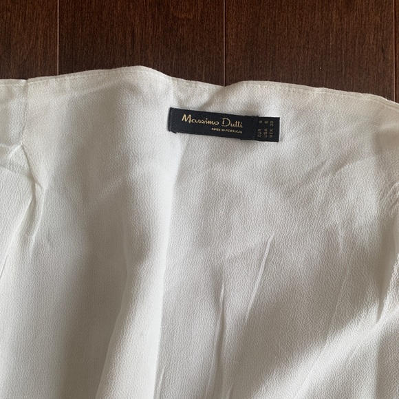 Massimo Dutti White Viscose Linen-Like Wraparound Midi Skirt US 4 - Picture 2 of 4